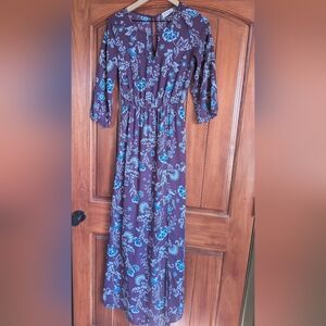 Everly Blue and Cream Ruffled Tiered Sundress with V-Neck